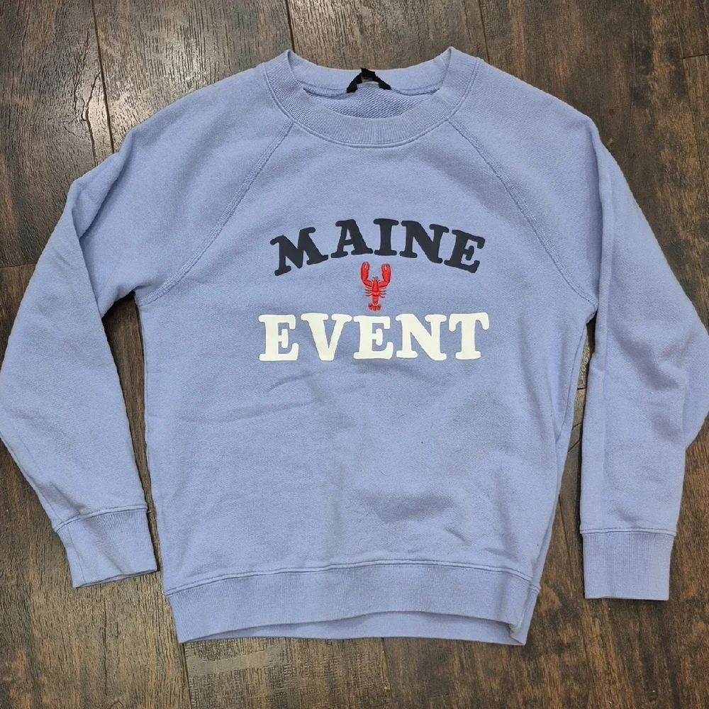 J.CREW Maine Event Sweatshirt S Periwinkle Blue + Red Lobster Pullover